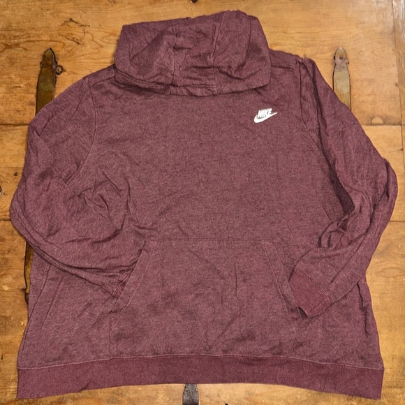 Woman’s Nike Sportswear Club Fleece Funnel Neck Hoodie Burgundy Size 2XL - Picture 1 of 7